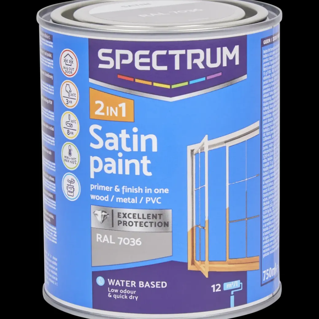 Spectrum 2-in-1 zijdeglanslak RAL 7036 Grijs 750 ml | Action NL